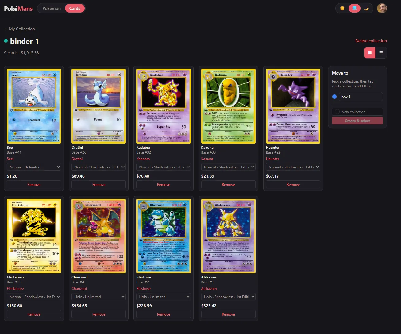 PokéMans screenshot: Collection tracking