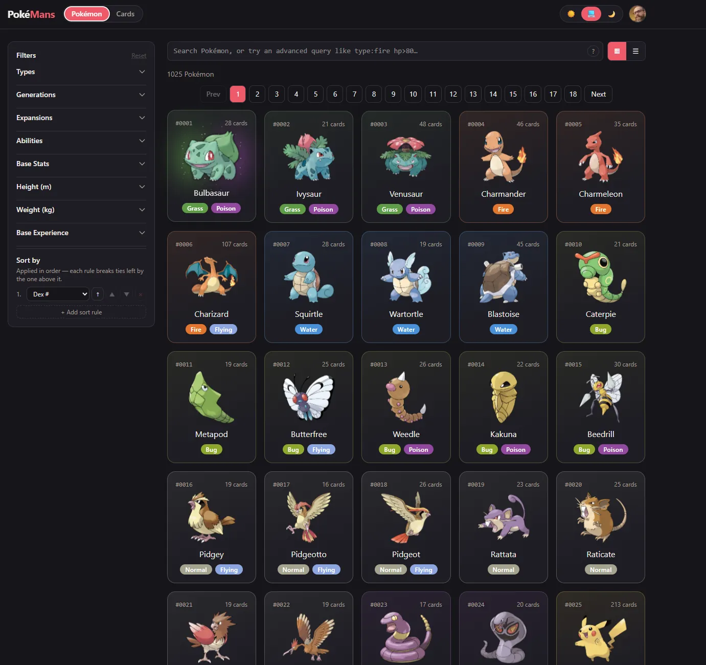 PokéMans screenshot: Pokédex